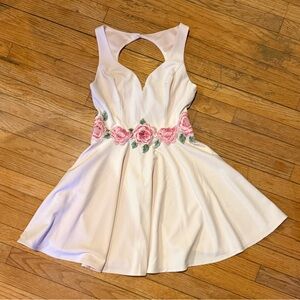 Light Pink Mini Dress with Floral Appliqué